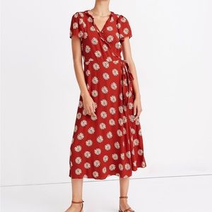 Madewell NWT Ruffle-Edge Wrap Midi Dress in Daisy Daydream sz Petite Small